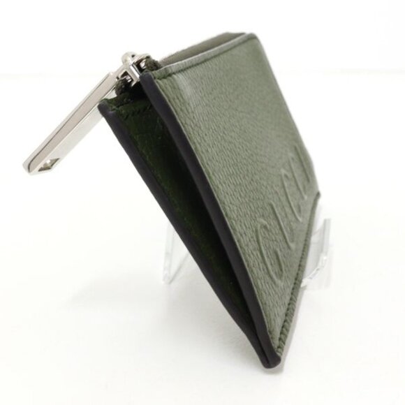 Gucci Logo Zip Card Case Leather Khaki - Picture 3 of 6
